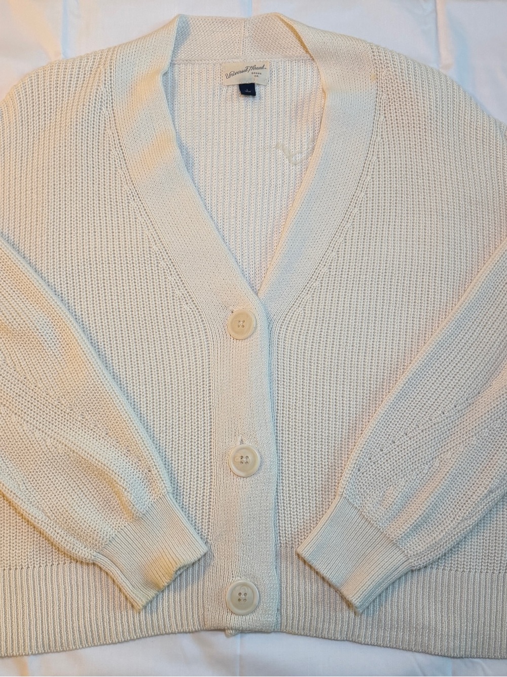Universal Thread Cream Button-Up V-Neck Cardigan